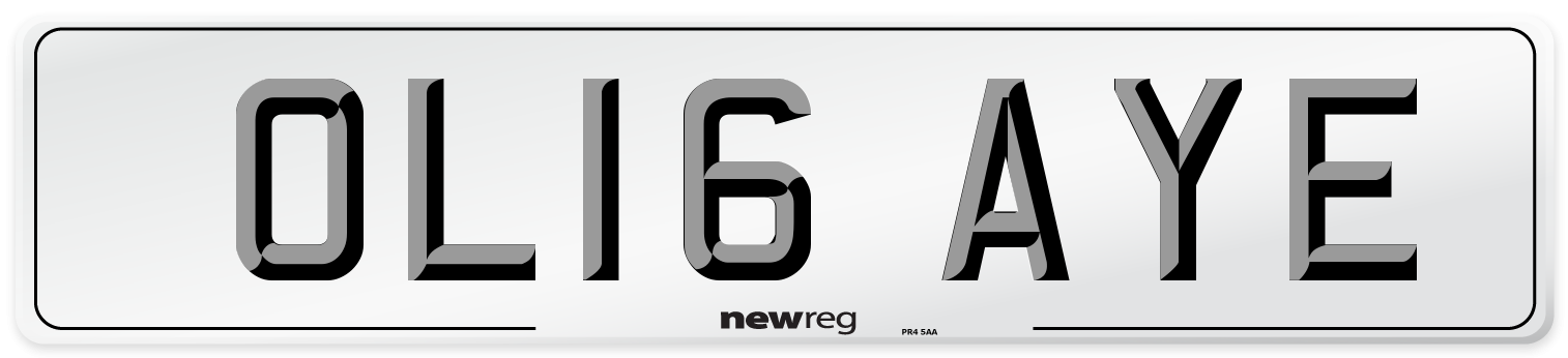 OL16 AYE Number Plate from New Reg